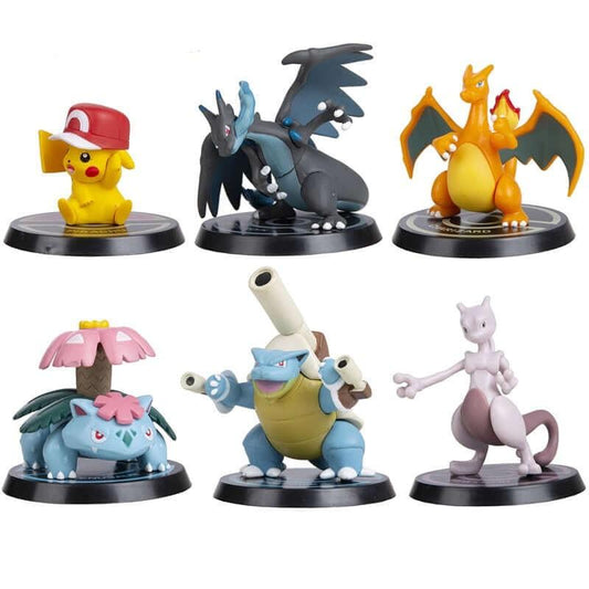 Pokemon Figuren 6er Set / Pikachu, Glurak, Turtok, Bisaflor, Mewtwo, Glurak X / 4,5-8cm groß - NerdyGeekStore