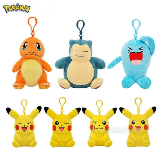 Pokemon Plüsch Schlüsselanhänger / Relaxo, Glumanda, Enton und Pikachu / 12cm groß - NerdyGeekStore
