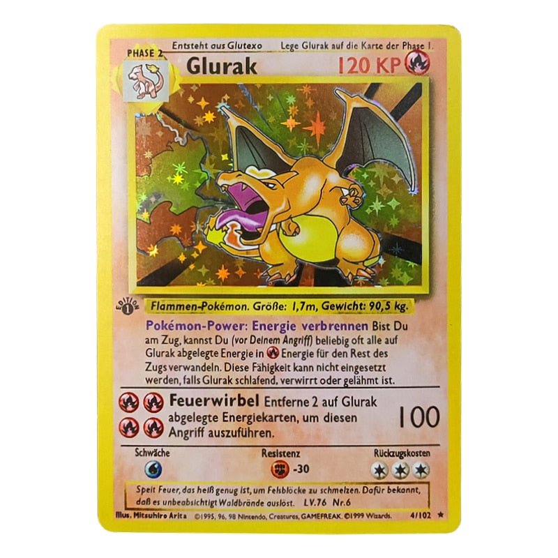 Pokemon Karten Glurak, Turtok, Bisaflor & Pikachu Holo / Perfekte Repliken für Sammler - NerdyGeekStore
